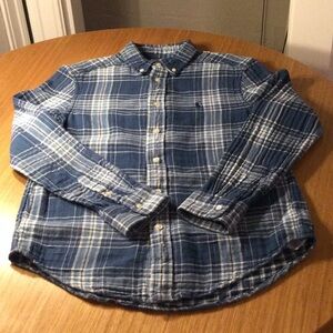 Ralph Lauren Girls Classic Buttondown Blue Plaid Flannel Shirt,
(L 14-16)